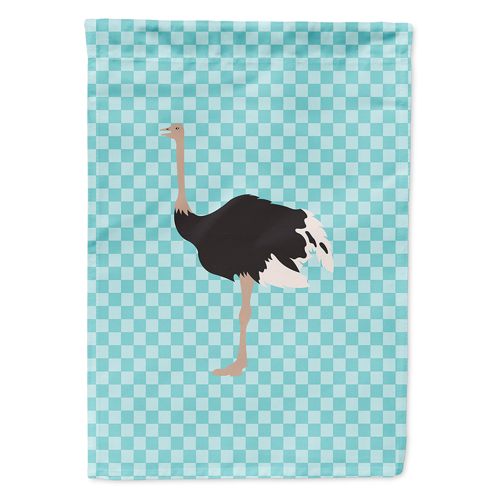 Common Ostrich Blue Check House Flag 28x40 Porch Sleeve Pole Decorative Outside Yard Banner Artwork Wall Hanging, Polyester