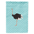 Common Ostrich Blue Check House Flag 28x40 Porch Sleeve Pole Decorative Outside Yard Banner Artwork Wall Hanging, Polyester