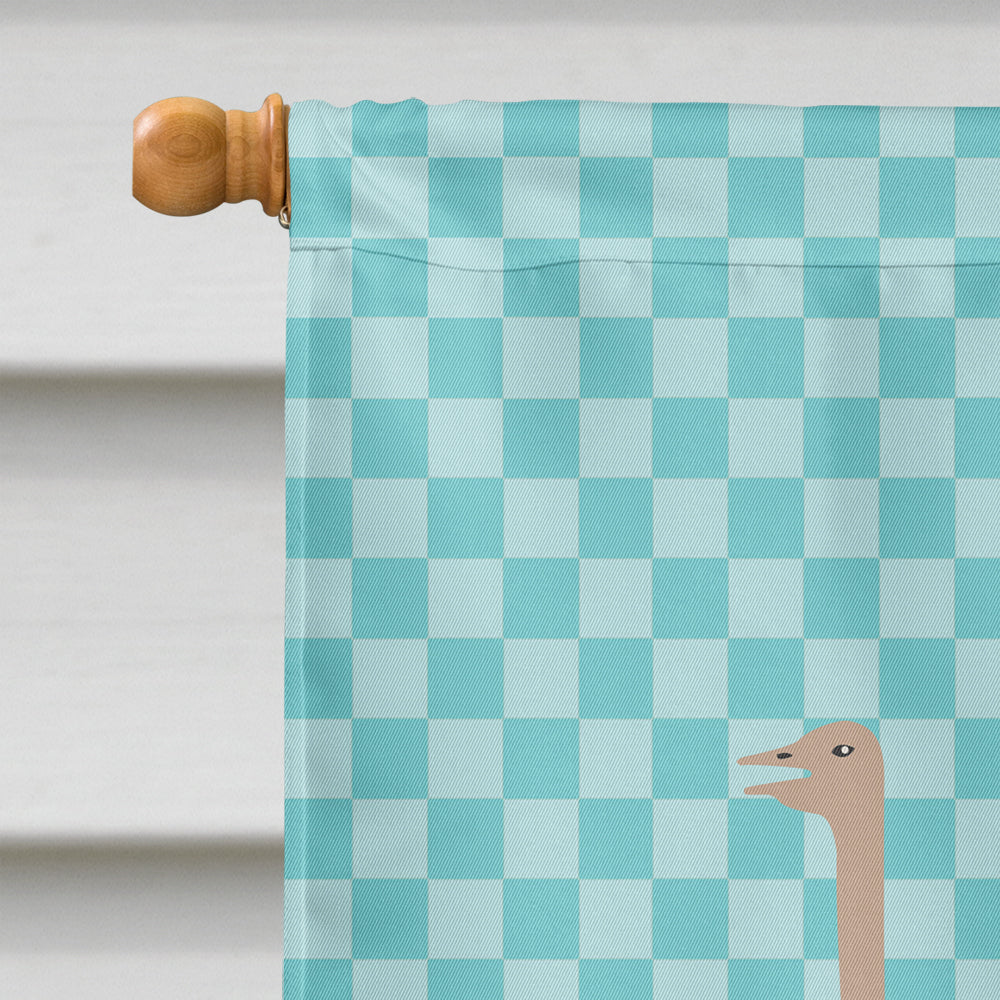 Common Ostrich Blue Check House Flag 28x40 Porch Sleeve Pole Decorative Outside Yard Banner Artwork Wall Hanging, Polyester