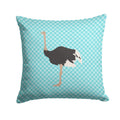 Common Ostrich Blue Check Decorative Throw Pillow 14x14 Indoor Outdoor Accent Cushion, Fabric Cover with Insert for Sofa, Bed, Porch & Living Room