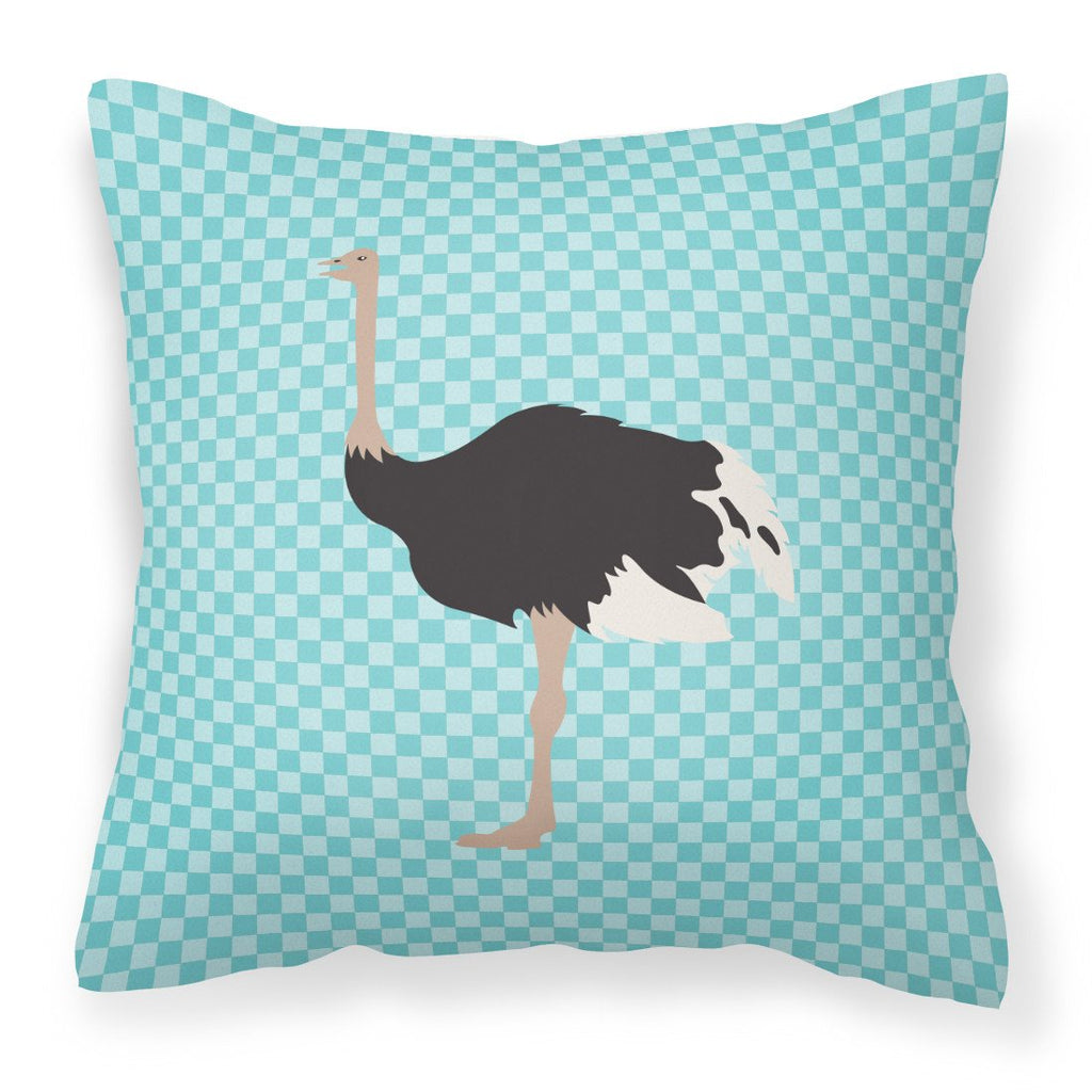 Common Ostrich Blue Check Decorative Throw Pillow 18x18 Indoor Outdoor Accent Cushion, Fabric Cover with Insert for Sofa, Bed, Porch & Living Room