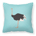 Common Ostrich Blue Check Decorative Throw Pillow 18x18 Indoor Outdoor Accent Cushion, Fabric Cover with Insert for Sofa, Bed, Porch & Living Room