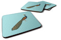 Indian Peacock Peafowl Blue Check Foam Coasters Set of 4 Cup Coasters for Indoor Outdoor, Tabletop Protection, Anti Slip, Mouse pad Material