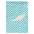 White Peacock Peafowl Blue Check House Flag 28x40 Porch Sleeve Pole Decorative Outside Yard Banner Artwork Wall Hanging, Polyester