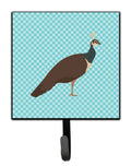 Indian Peahen Peafowl Blue Check Leash or Key Holder Wall Hooks, Key Hooks Holder, Coat Rack Wall Mount, Coat Hooks, Hooks for Hanging Keys, Towels, Aprons, Leashes