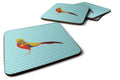 Golden or Chinese Pheasant Blue Check Foam Coasters Set of 4 Cup Coasters for Indoor Outdoor, Tabletop Protection, Anti Slip, Mouse pad Material