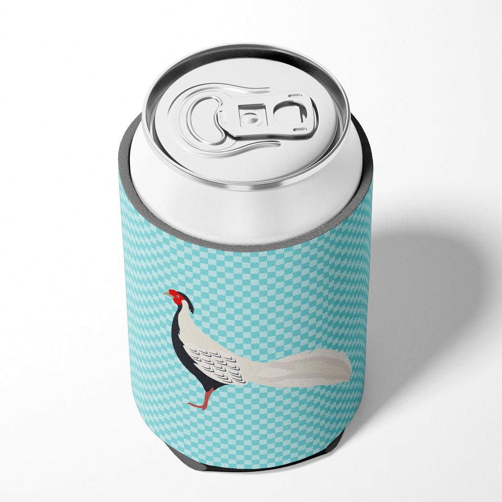 Silver Pheasant Blue Check Can or Bottle Hugger Cooler Sleeve for Standard 12 oz Cans, Insulated Foam Beer & Soda Can Hugger Reusable