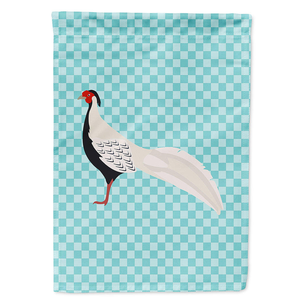 Silver Pheasant Blue Check House Flag 28x40 Porch Sleeve Pole Decorative Outside Yard Banner Artwork Wall Hanging, Polyester