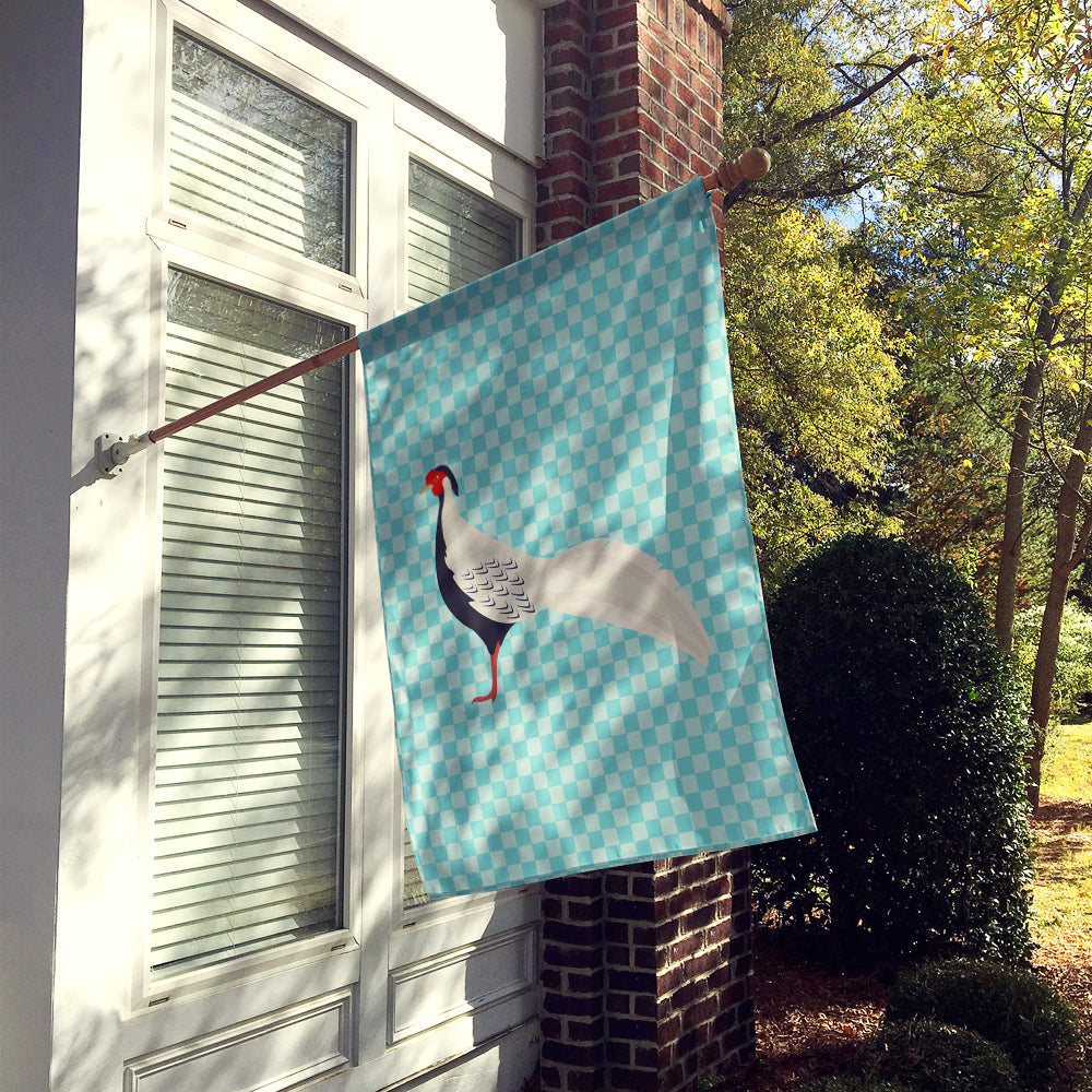 Silver Pheasant Blue Check House Flag 28x40 Porch Sleeve Pole Decorative Outside Yard Banner Artwork Wall Hanging, Polyester