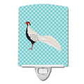 Silver Pheasant Blue Check Ceramic Night Light Compact, UL-Certified, Ideal for Bedroom, Bathroom, Nursery, Hallway, Kitchen, 6x4x3, Multicolor
