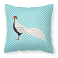 Silver Pheasant Blue Check Decorative Throw Pillow 18x18 Indoor Outdoor Accent Cushion, Fabric Cover with Insert for Sofa, Bed, Porch & Living Room