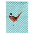 Ring-necked Common Pheasant Blue Check House Flag 28x40 Porch Sleeve Pole Decorative Outside Yard Banner Artwork Wall Hanging, Polyester