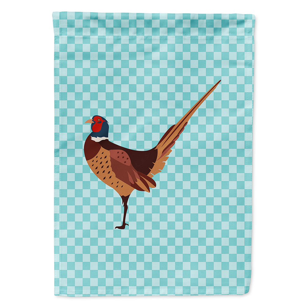Ring-necked Common Pheasant Blue Check House Flag 28x40 Porch Sleeve Pole Decorative Outside Yard Banner Artwork Wall Hanging, Polyester
