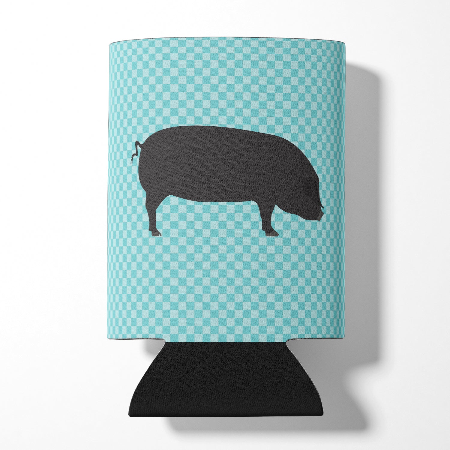 Devon Large Black Pig Blue Check Can or Bottle Hugger Cooler Sleeve for Standard 12 oz Cans, Insulated Foam Beer & Soda Can Hugger Reusable