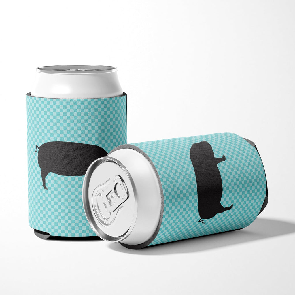 Devon Large Black Pig Blue Check Can or Bottle Hugger Cooler Sleeve for Standard 12 oz Cans, Insulated Foam Beer & Soda Can Hugger Reusable