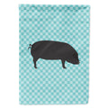 Devon Large Black Pig Blue Check House Flag 28x40 Porch Sleeve Pole Decorative Outside Yard Banner Artwork Wall Hanging, Polyester