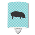 Devon Large Black Pig Blue Check Ceramic Night Light Compact, UL-Certified, Ideal for Bedroom, Bathroom, Nursery, Hallway, Kitchen, 6x4x3, Multicolor