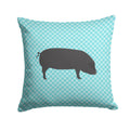 Devon Large Black Pig Blue Check Decorative Throw Pillow 14x14 Indoor Outdoor Accent Cushion, Fabric Cover with Insert for Sofa, Bed, Porch & Living Room