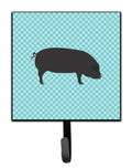 Devon Large Black Pig Blue Check Leash or Key Holder Wall Hooks, Key Hooks Holder, Coat Rack Wall Mount, Coat Hooks, Hooks for Hanging Keys, Towels, Aprons, Leashes