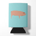 American Landrace Pig Blue Check Can or Bottle Hugger Cooler Sleeve for Standard 12 oz Cans, Insulated Foam Beer & Soda Can Hugger Reusable