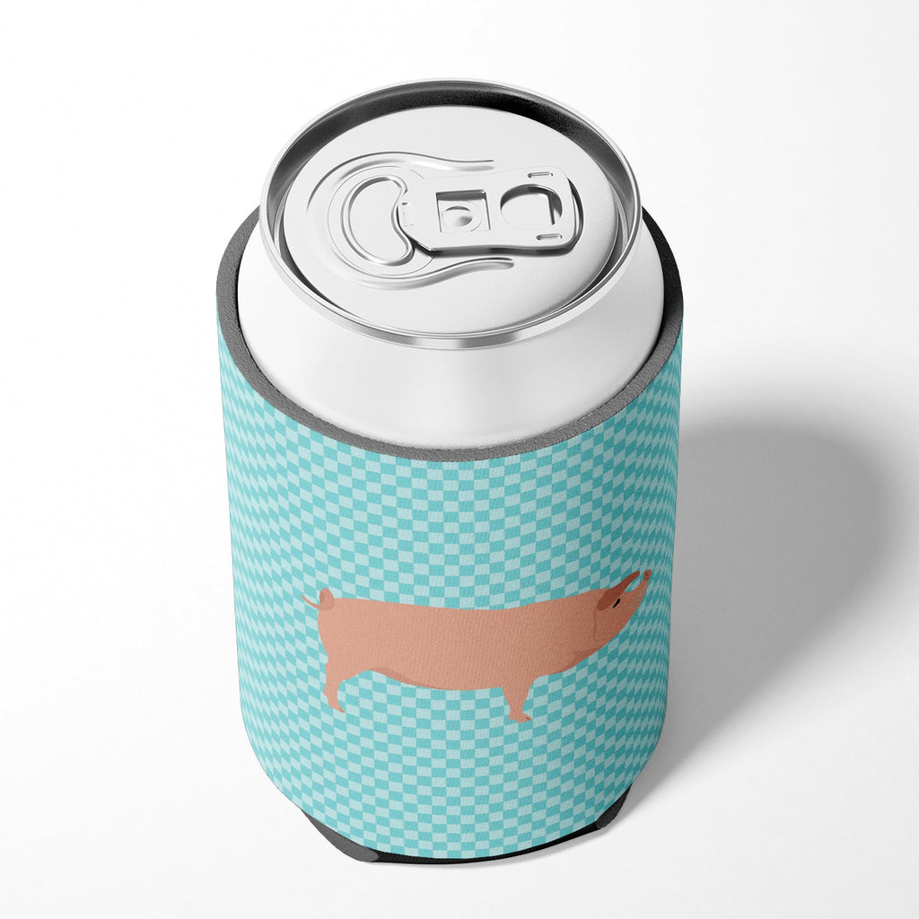 American Landrace Pig Blue Check Can or Bottle Hugger Cooler Sleeve for Standard 12 oz Cans, Insulated Foam Beer & Soda Can Hugger Reusable