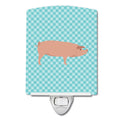 American Landrace Pig Blue Check Ceramic Night Light Compact, UL-Certified, Ideal for Bedroom, Bathroom, Nursery, Hallway, Kitchen, 6x4x3, Multicolor