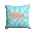 American Landrace Pig Blue Check Decorative Throw Pillow 14x14 Indoor Outdoor Accent Cushion, Fabric Cover with Insert for Sofa, Bed, Porch & Living Room