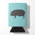 Berkshire Pig Blue Check Can or Bottle Hugger Cooler Sleeve for Standard 12 oz Cans, Insulated Foam Beer & Soda Can Hugger Reusable