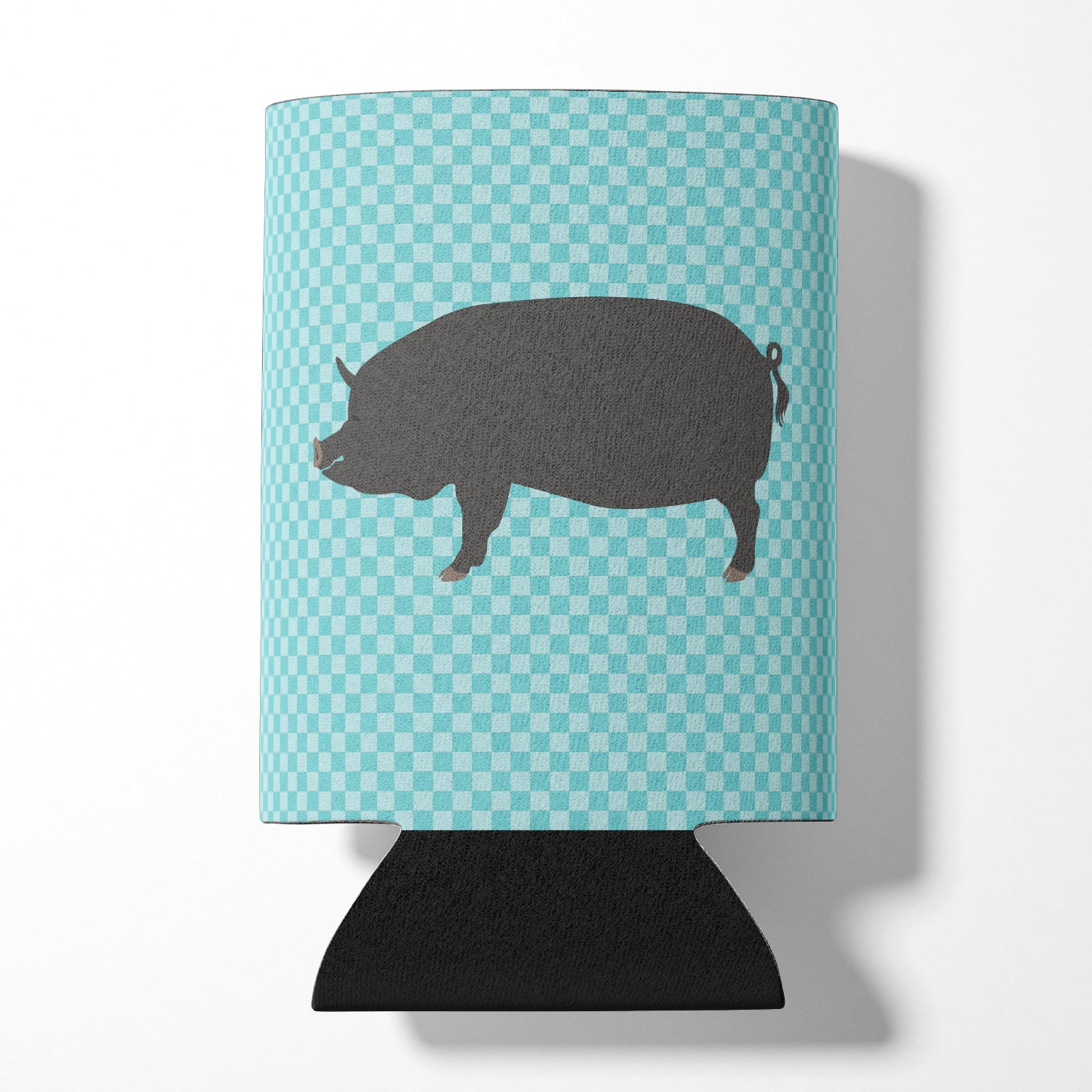 Berkshire Pig Blue Check Can or Bottle Hugger Cooler Sleeve for Standard 12 oz Cans, Insulated Foam Beer & Soda Can Hugger Reusable