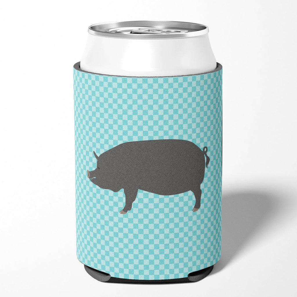 Berkshire Pig Blue Check Can or Bottle Hugger Cooler Sleeve for Standard 12 oz Cans, Insulated Foam Beer & Soda Can Hugger Reusable