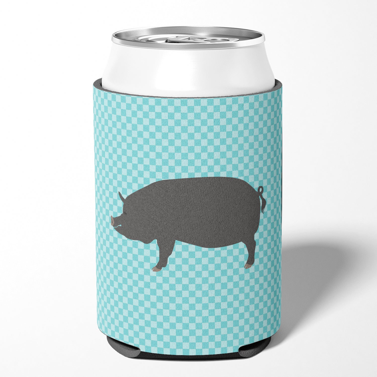 Berkshire Pig Blue Check Can or Bottle Hugger Cooler Sleeve for Standard 12 oz Cans, Insulated Foam Beer & Soda Can Hugger Reusable