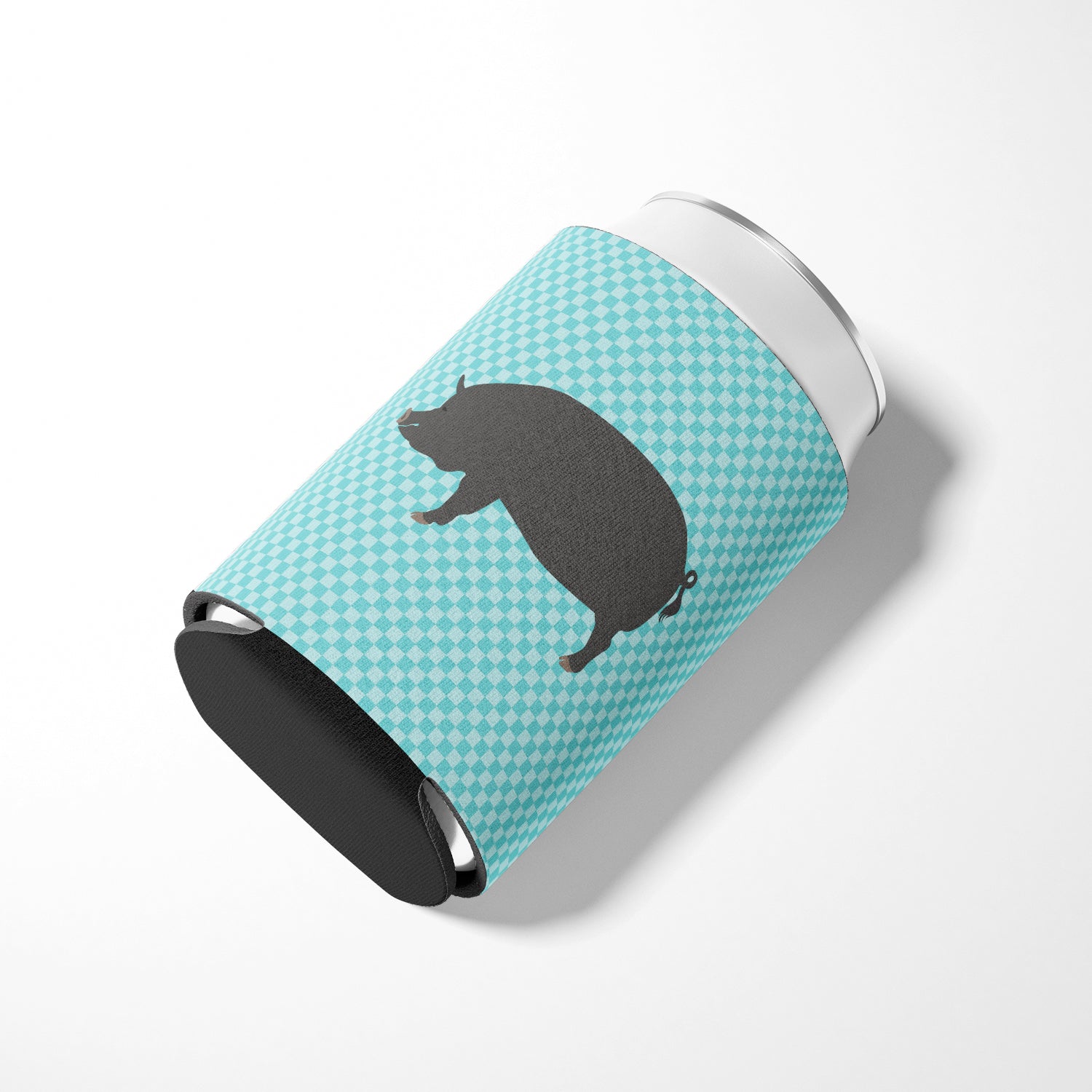 Berkshire Pig Blue Check Can or Bottle Hugger Cooler Sleeve for Standard 12 oz Cans, Insulated Foam Beer & Soda Can Hugger Reusable