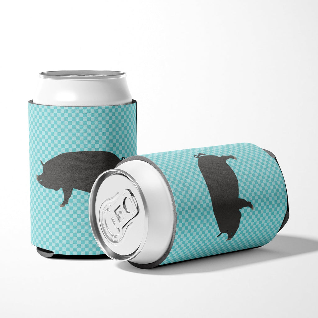 Berkshire Pig Blue Check Can or Bottle Hugger Cooler Sleeve for Standard 12 oz Cans, Insulated Foam Beer & Soda Can Hugger Reusable