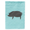 Berkshire Pig Blue Check House Flag 28x40 Porch Sleeve Pole Decorative Outside Yard Banner Artwork Wall Hanging, Polyester