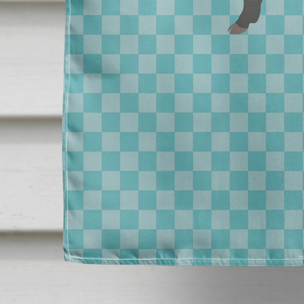 Berkshire Pig Blue Check House Flag 28x40 Porch Sleeve Pole Decorative Outside Yard Banner Artwork Wall Hanging, Polyester