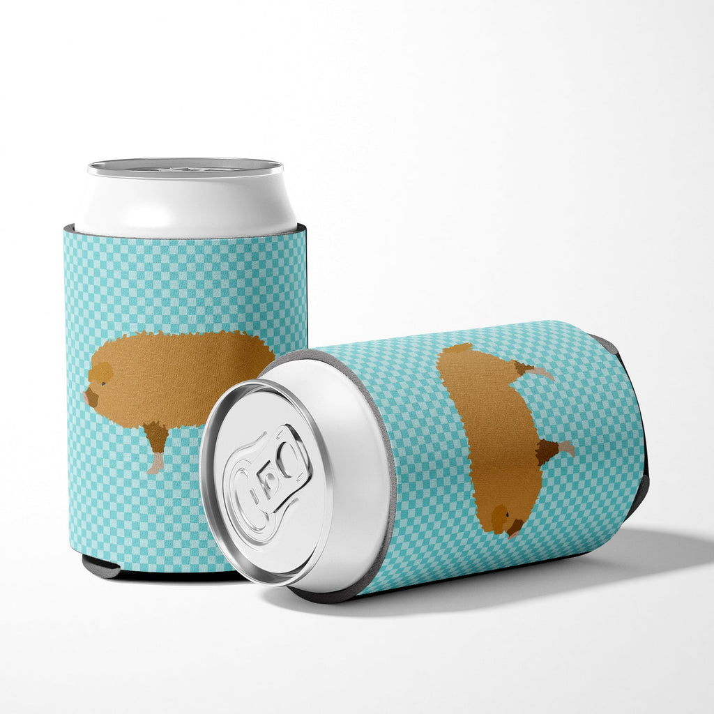 Hungarian Mangalica Pig Blue Check Can or Bottle Hugger Cooler Sleeve for Standard 12 oz Cans, Insulated Foam Beer & Soda Can Hugger Reusable