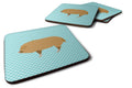 Hungarian Mangalica Pig Blue Check Foam Coasters Set of 4 Cup Coasters for Indoor Outdoor, Tabletop Protection, Anti Slip, Mouse pad Material