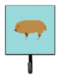 Hungarian Mangalica Pig Blue Check Leash or Key Holder Wall Hooks, Key Hooks Holder, Coat Rack Wall Mount, Coat Hooks, Hooks for Hanging Keys, Towels, Aprons, Leashes