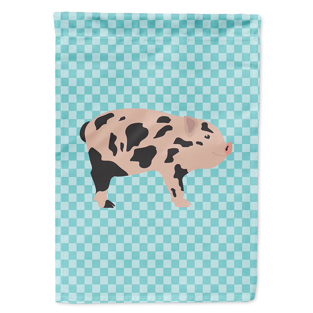 Mini Miniature Pig Blue Check House Flag 28x40 Porch Sleeve Pole Decorative Outside Yard Banner Artwork Wall Hanging, Polyester