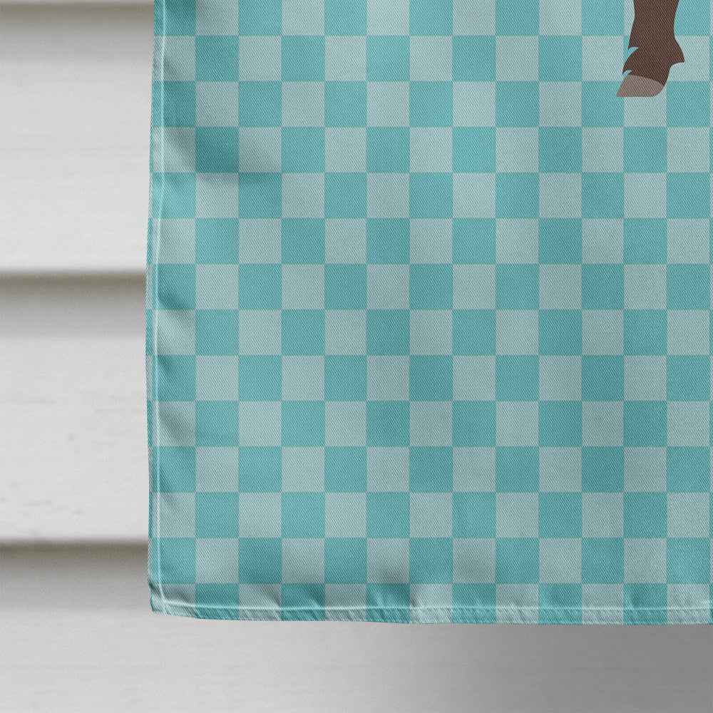 Wild Boar Pig Blue Check House Flag 28x40 Porch Sleeve Pole Decorative Outside Yard Banner Artwork Wall Hanging, Polyester