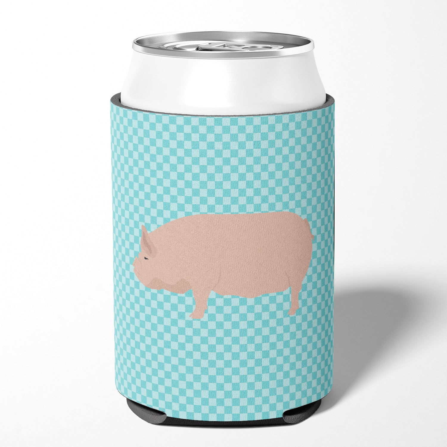 Welsh Pig Blue Check Can or Bottle Hugger Cooler Sleeve for Standard 12 oz Cans, Insulated Foam Beer & Soda Can Hugger Reusable