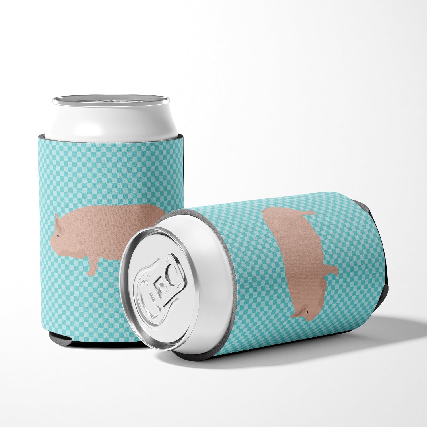 Welsh Pig Blue Check Can or Bottle Hugger Cooler Sleeve for Standard 12 oz Cans, Insulated Foam Beer & Soda Can Hugger Reusable