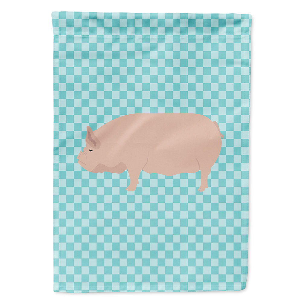 Welsh Pig Blue Check House Flag 28x40 Porch Sleeve Pole Decorative Outside Yard Banner Artwork Wall Hanging, Polyester