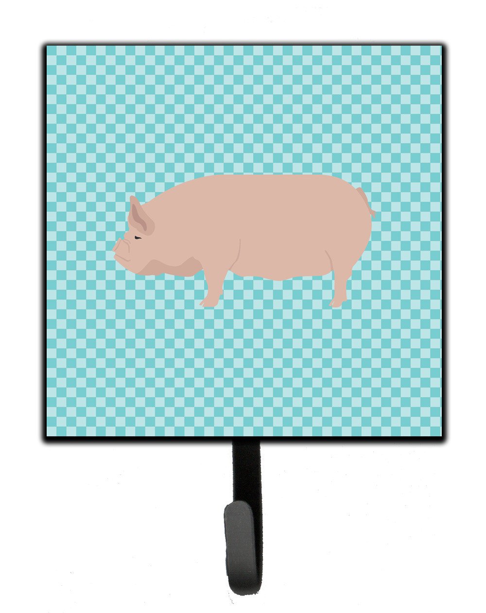 Welsh Pig Blue Check Leash or Key Holder Wall Hooks, Key Hooks Holder, Coat Rack Wall Mount, Coat Hooks, Hooks for Hanging Keys, Towels, Aprons, Leashes