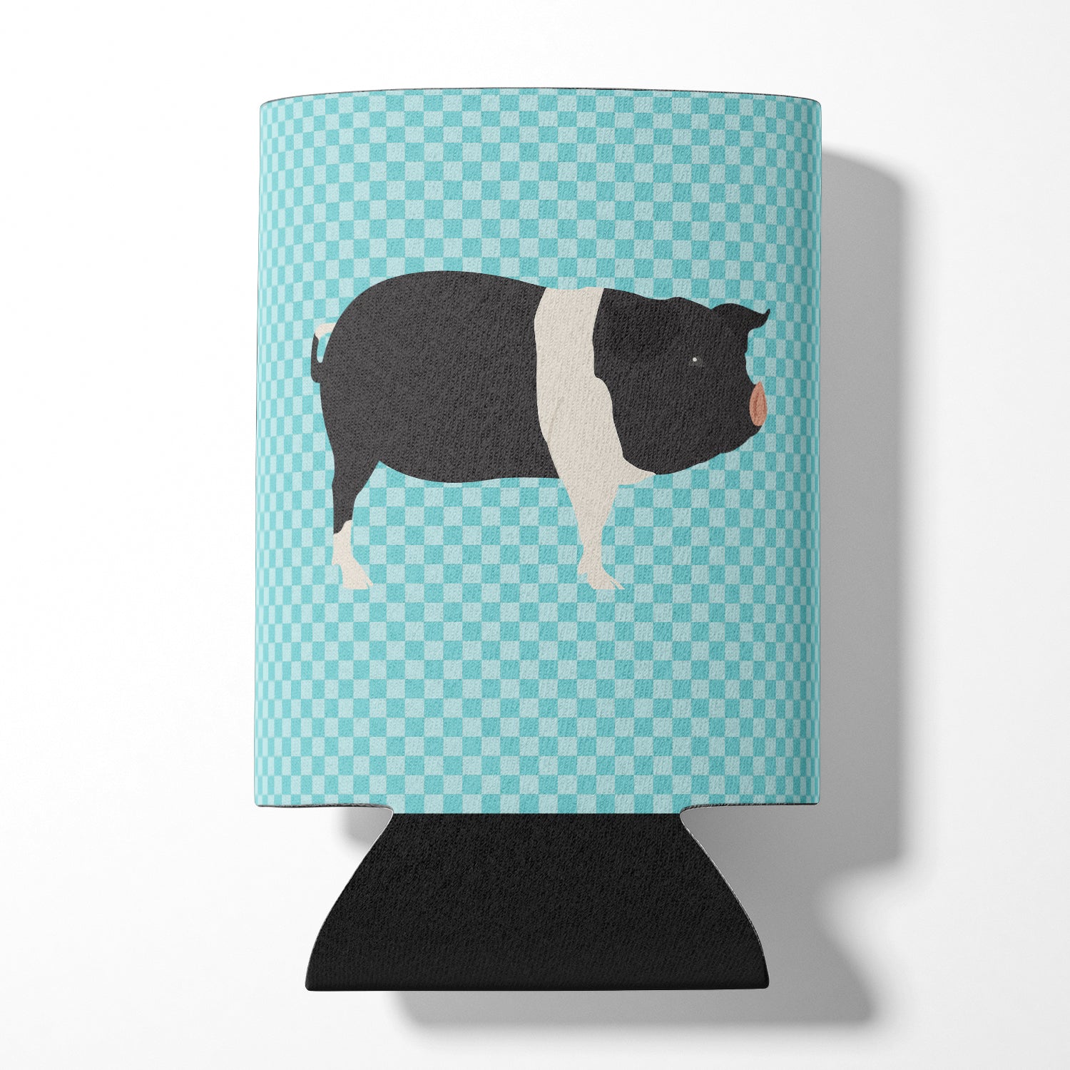 Hampshire Pig Blue Check Can or Bottle Hugger Cooler Sleeve for Standard 12 oz Cans, Insulated Foam Beer & Soda Can Hugger Reusable