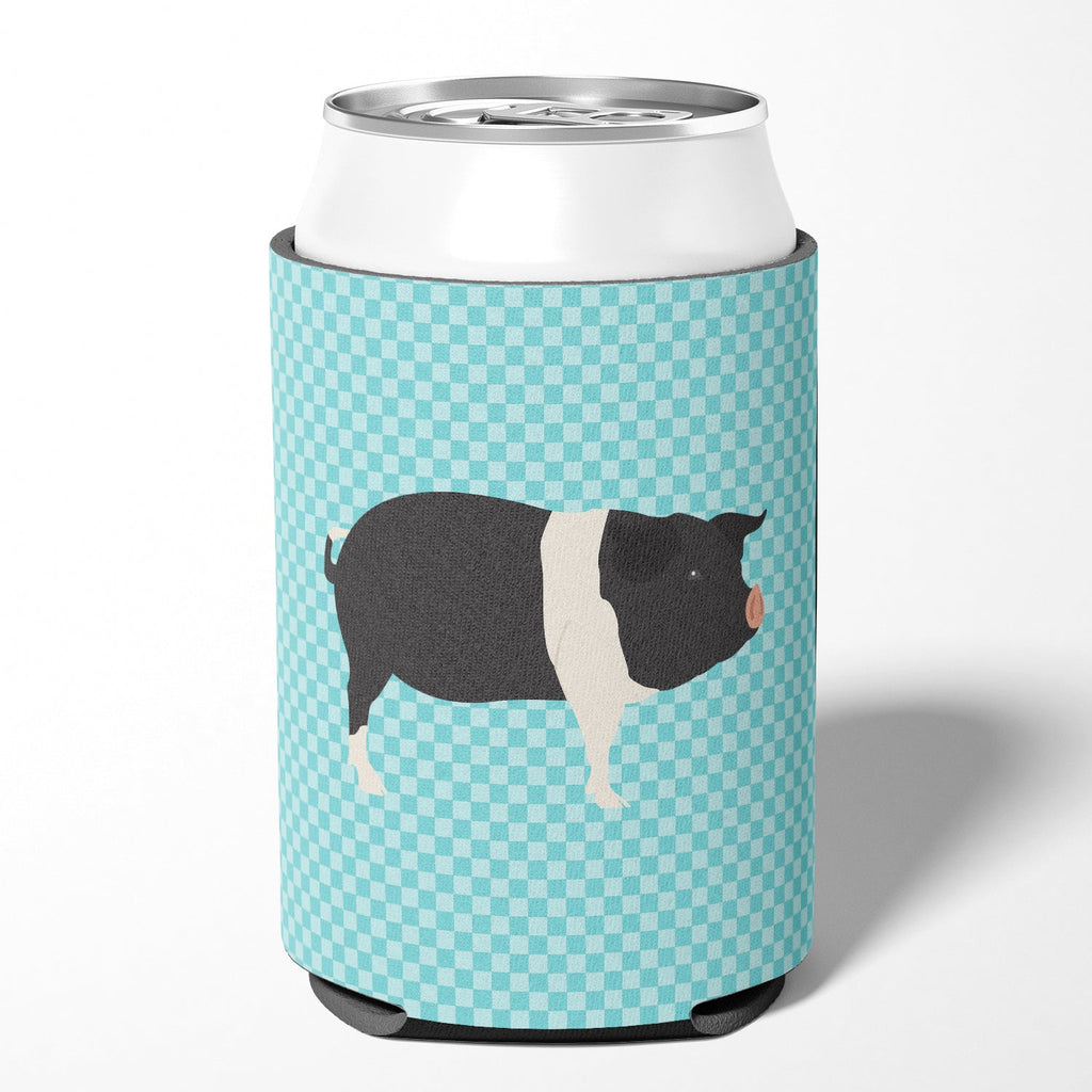 Hampshire Pig Blue Check Can or Bottle Hugger Cooler Sleeve for Standard 12 oz Cans, Insulated Foam Beer & Soda Can Hugger Reusable