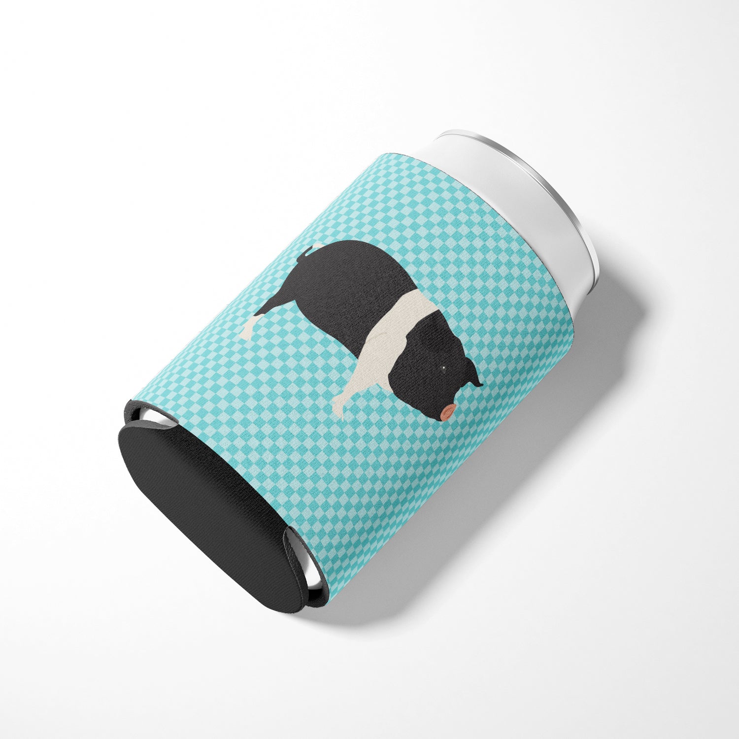 Hampshire Pig Blue Check Can or Bottle Hugger Cooler Sleeve for Standard 12 oz Cans, Insulated Foam Beer & Soda Can Hugger Reusable