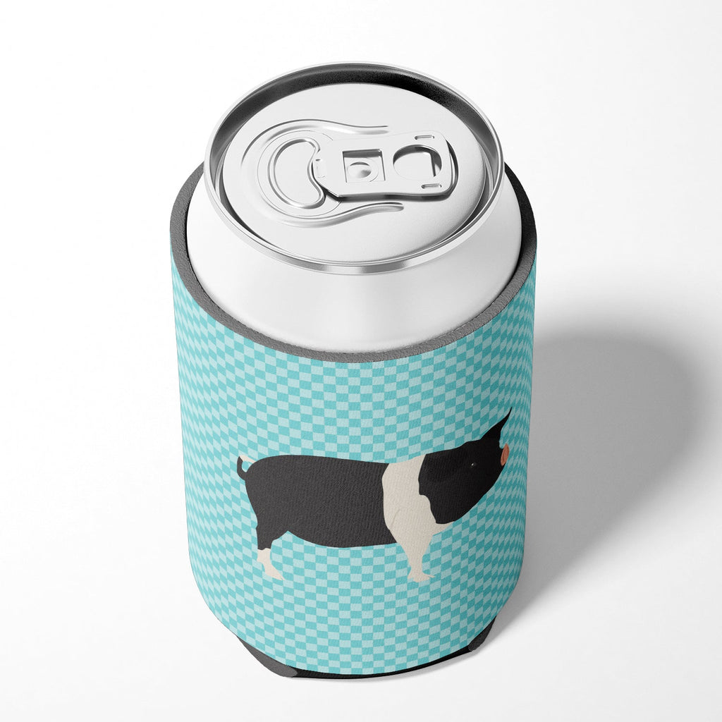 Hampshire Pig Blue Check Can or Bottle Hugger Cooler Sleeve for Standard 12 oz Cans, Insulated Foam Beer & Soda Can Hugger Reusable