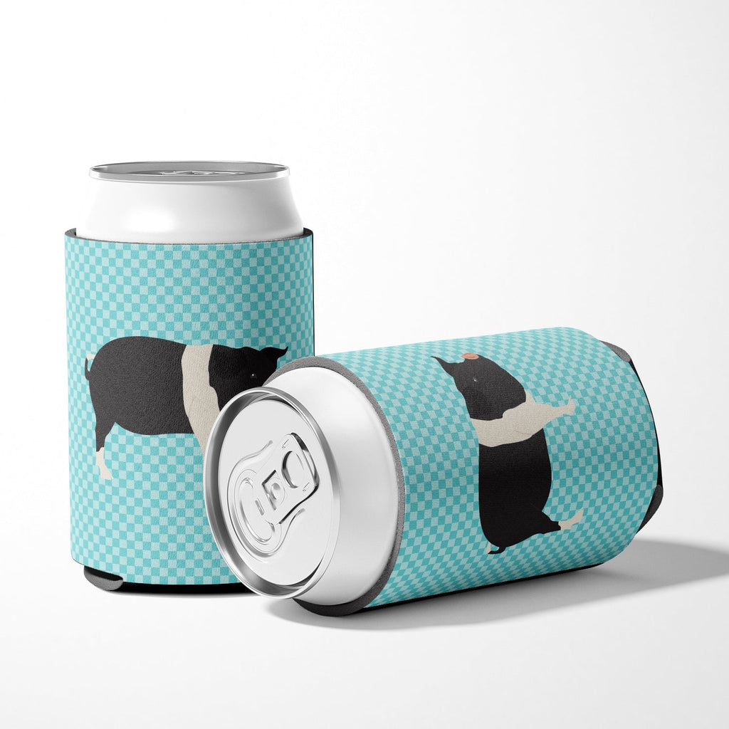 Hampshire Pig Blue Check Can or Bottle Hugger Cooler Sleeve for Standard 12 oz Cans, Insulated Foam Beer & Soda Can Hugger Reusable