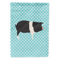 Hampshire Pig Blue Check House Flag 28x40 Porch Sleeve Pole Decorative Outside Yard Banner Artwork Wall Hanging, Polyester